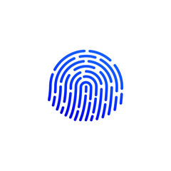 blue fingerprint icon design isolated on white background. Vector illustration