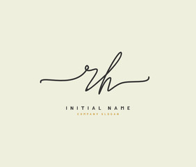 R H RH Beauty vector initial logo, handwriting logo of initial signature, wedding, fashion, jewerly, boutique, floral and botanical with creative template for any company or business.