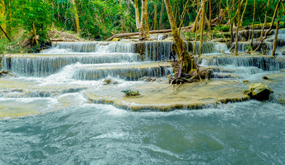 beautiful waterfall at Kanchanaburi. tourist attractions in Thailand