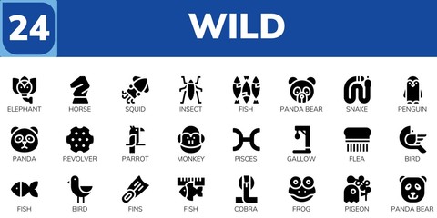 Modern Simple Set of wild Vector filled Icons