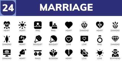 marriage icon set