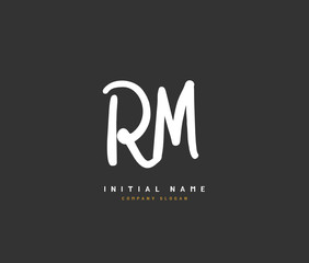 Fototapeta na wymiar R M RM Beauty vector initial logo, handwriting logo of initial signature, wedding, fashion, jewerly, boutique, floral and botanical with creative template for any company or business.