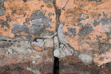 Old concrete texture. Cracks in the texture. Close-up. Old materials. The effect of nature on concrete. The concept of old materials.