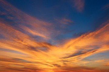 Blurred image of a sunset sky. Abstract colorful nature background. Beautiful sky background.