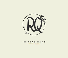 R Q RQ Beauty vector initial logo, handwriting logo of initial signature, wedding, fashion, jewerly, boutique, floral and botanical with creative template for any company or business.