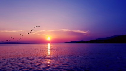 sunset over sea in croatia © Nicole