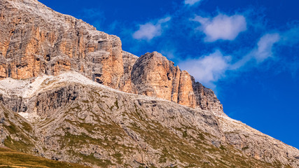 Fototapeta premium Beautiful alpine view at the famous Passo Pordoi, South Tyrol, Italy