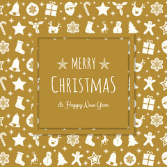 Christmas greetings with hand drawn decorations. Vector.