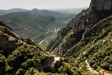 View of the surroundings from the Montserrat Monastery in Spain,