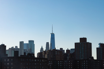 Fototapeta na wymiar Lower Manhattan Skyline with Public Housing Skyscrapers in the front