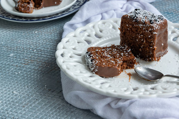 Yummy sliced chocolate cake,holday dessert themes