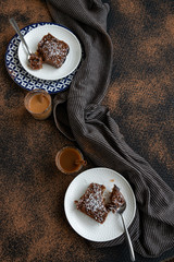 Yummy sliced chocolate cake,holday dessert themes