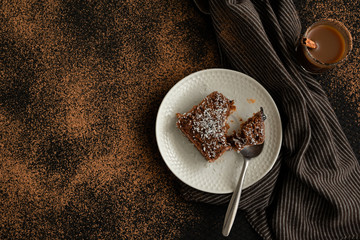 Yummy sliced chocolate cake,holday dessert themes
