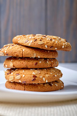Cookies with nuts and seeds ion a wooden table