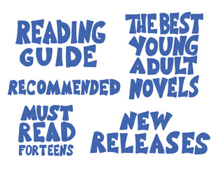 Young adults book phrases set. Vector illustartion