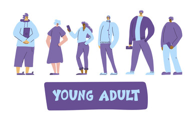 Young adult characters isolated Vector flat design