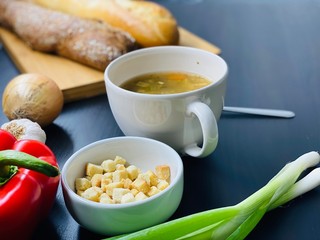 Healthy fresh bowl soup