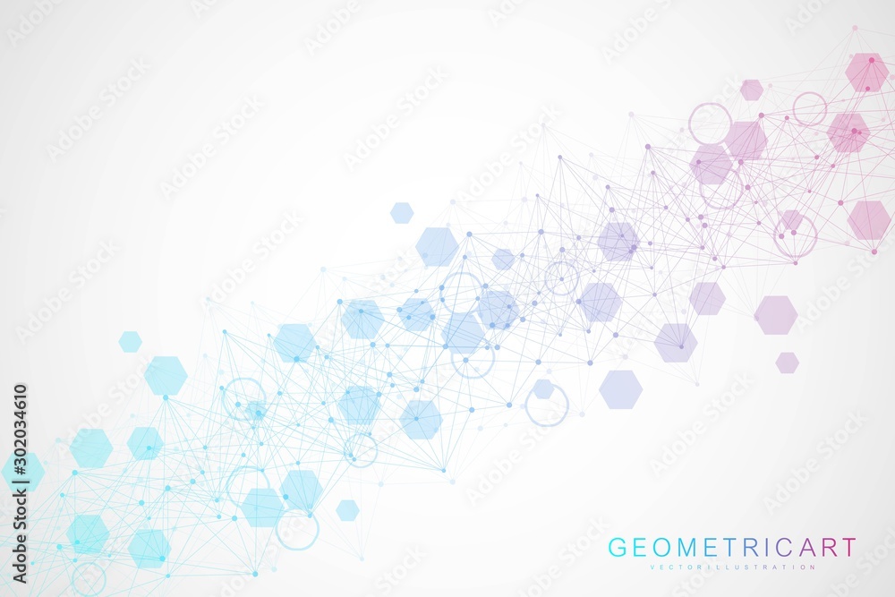 Poster modern futuristic background of the scientific hexagonal pattern. virtual abstract background with p