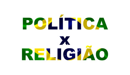 "Política x Região" Lettering Art over the Brazilian Flag.
