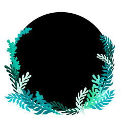 Frame with green leaves or seaweed. Vector art for your print design. © Veronika