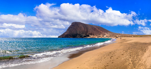 Best beaches of Tenerife island - La Tejita beach (el Medano).popular for wind surfing.Canary islands