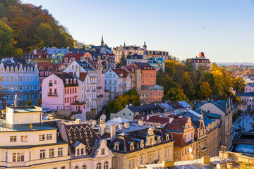 Autumn view of old town of Karlovy Vary (Carlsbad), Czech Republic, Europe