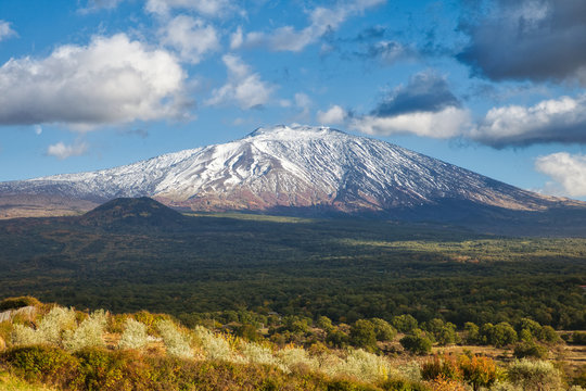 Etna panorama with snow