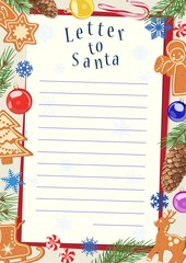 New Year greeting card Letter to Santa Claus. Vector illustration