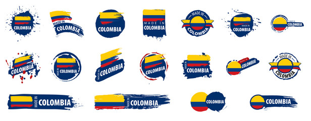 Colombia flag, vector illustration on a white background - obrazy, fototapety, plakaty