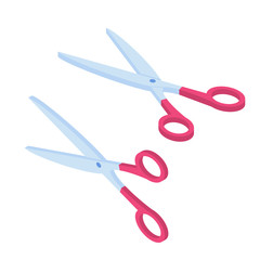 Scissors isometric icon set. Vector illustration. Object is isolated on white background.