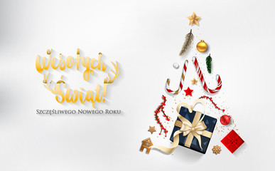 Fototapeta premium Polish Christmas and Happy New Year greeting card