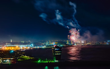 Fireworks Smoke Genie Over The Bay