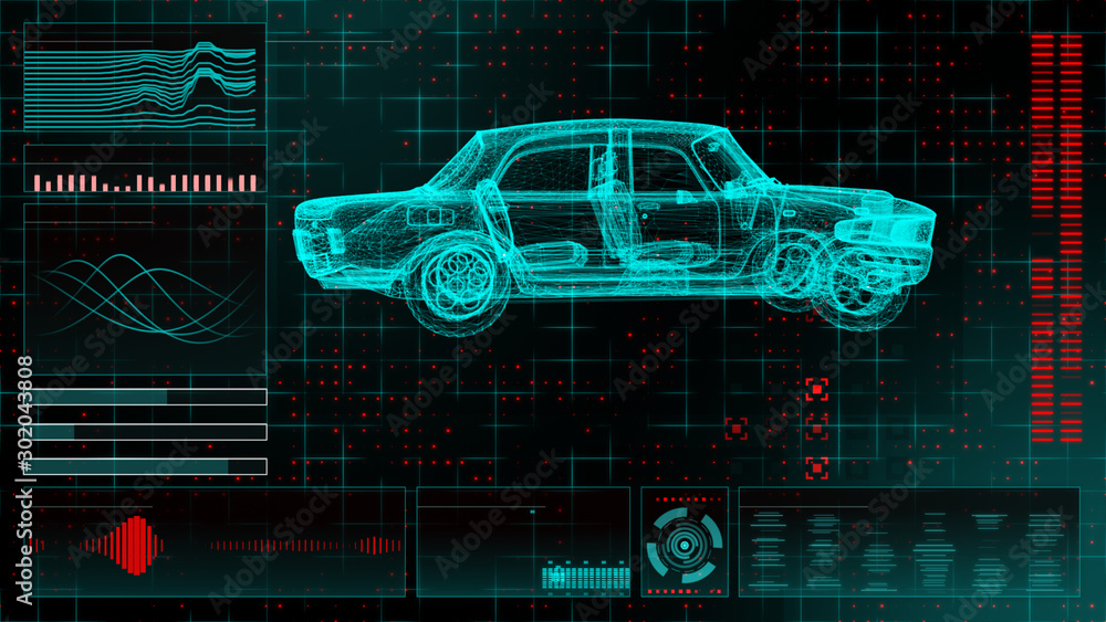 Aufkleber hud ui. abstract virtual graphic touch user interface. car service in the style of hud .hologram of 