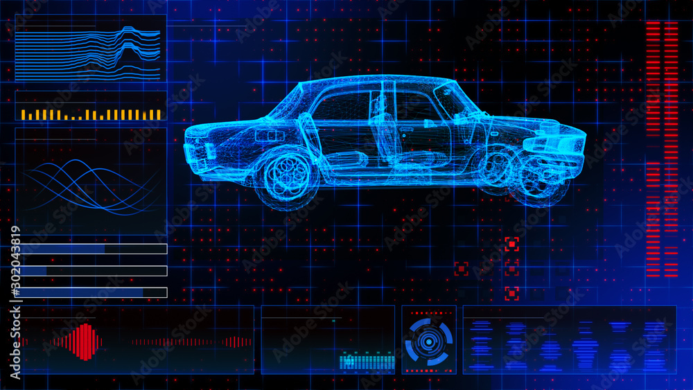 Aufkleber hud ui. abstract virtual graphic touch user interface. car service in the style of hud .hologram of 