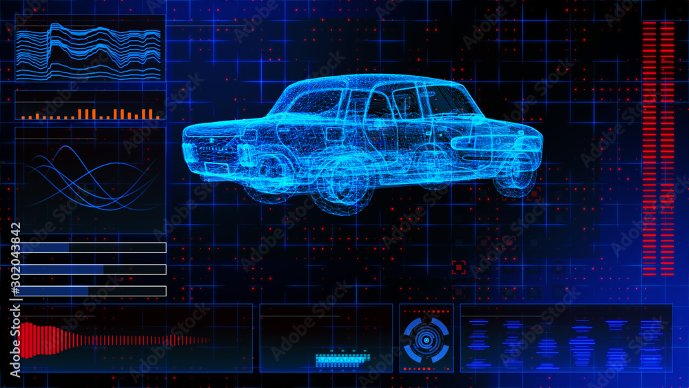 Aufkleber hud ui. abstract virtual graphic touch user interface. car service in the style of hud .hologram of 