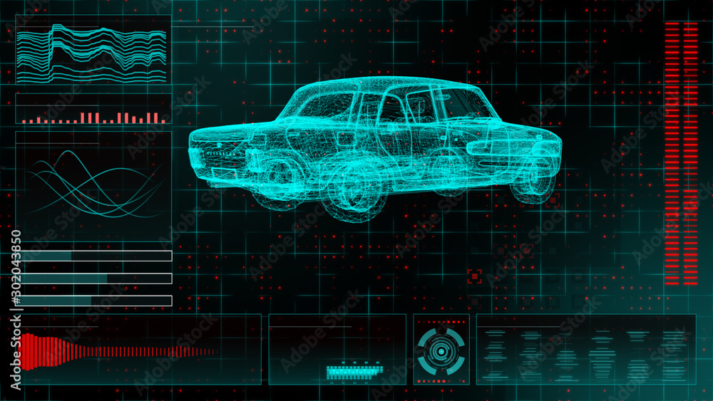 Aufkleber hud ui. abstract virtual graphic touch user interface. car service in the style of hud .hologram of 