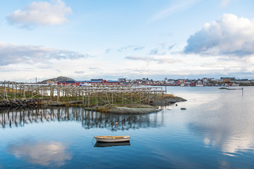 Fototapeta premium winter scene of reine fishing town at norway