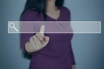 young woman touching in screen.