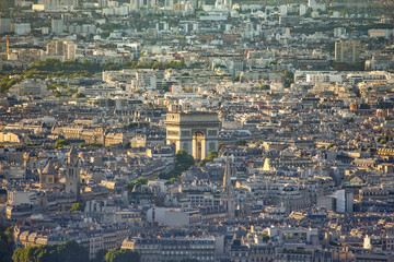Aerial view of the Paris with Triumphal arch