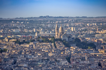Fototapeta na wymiar Aerial view of the Paris with Sacre coeur Basilica