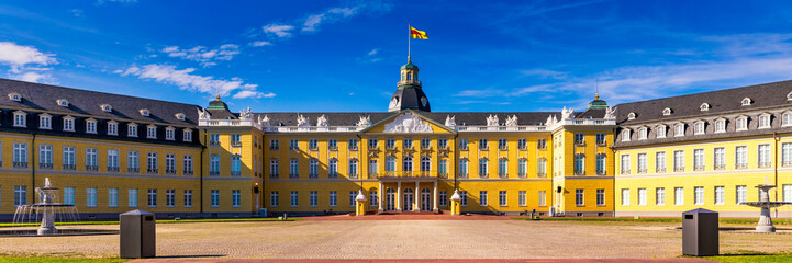 Karlsruhe Palace. The 18th century Karlsruhe Palace (German: Karlsruher Schloss). Karlsruhe, Baden-Wuerttemberg, Germany.
