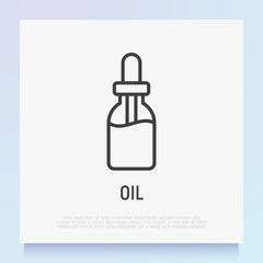 Dropper: bottle with pipette thin line icon. Beauty essence, serum or essential oil. Modern vector illustration for beauty shop.