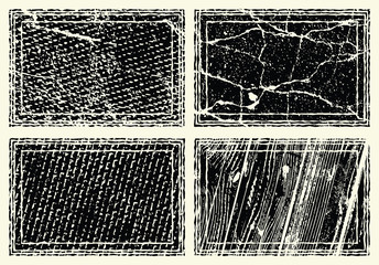 Set of templates of rectangle retro vintage grunge frames for greetings, promotion and price. Vector elements with scratched effect, posters, sites, web, shops, websites, labels, design, card.