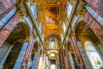 Fototapeta na wymiar Arches Frescos Basilica Carlo al Corso Church Rome Italy