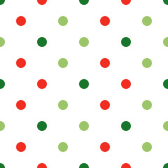 Klein rood en groen op wit vectorpolka dot naadloos patroon voor Kerstmis en vakantiepakketontwerp