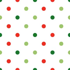 Tapeten Kleines Rot und Grün auf weißem Vektor-Polka-Dot-nahtloses Muster für Weihnachts- und Urlaubspaketdesign © dollitude