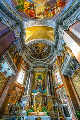 Fototapeta na wymiar Mary Statue Frescoes Basilica San Giacomo Augusta Church Rome Italy