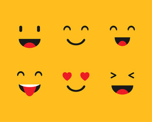 Set Emoji on a yellow background. Vector illustration. EPS 10