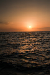 wonderful sunset in the middle of the sea