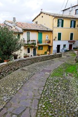 Historic alleys in the traditional village of Poggio Mirteto, province of Rieti, Lazio, Italy